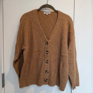 Madewell Cameron Wool Alpaca Blend V-Neck Cardigan Tan 1X Plus Size
